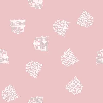 Saloon bar building line seamless pattern Stock Illustration