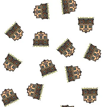Saloon bar building vector seamless pattern Ilustración de archivo