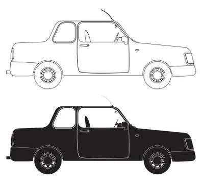 Saloon Car Outlines Stock Illustration
