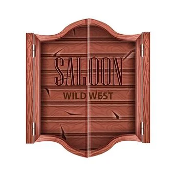 Saloon door, vector wild west bar entrance, Texas wooden pub sign Stock Illustration