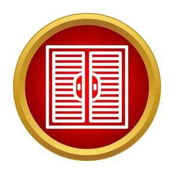 Saloon doors icon with red circle symbolizing old west bar entrance Stock Illustration