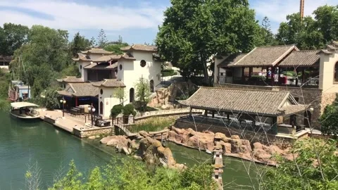Salou, Spain, A small house surrounded by water Stock Footage 134048889