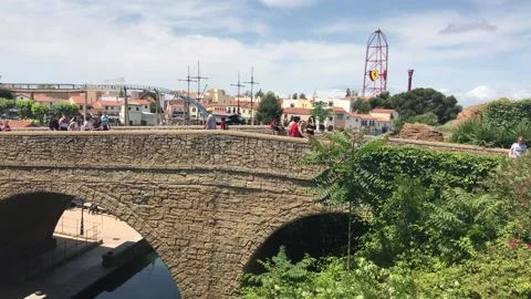 Salou, Spain, A stone bridge Stock Footage 134049312