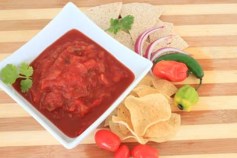 Salsa and chips Stock Photos