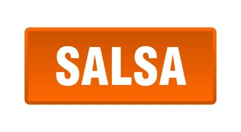 Salsa button. salsa square orange push button Stock Illustration