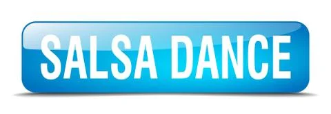 Salsa dance blue square 3d realistic isolated web button Stock Illustration