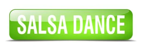 Salsa dance green square 3d realistic isolated web button Stock Illustration