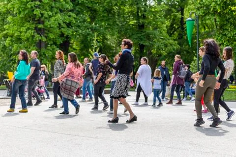 Salsa dance lesson in a park Stock Photos
