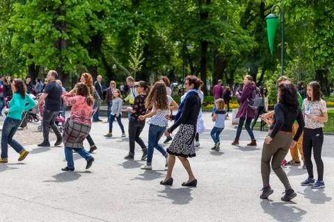 Salsa dance lesson in a park Stock Photos