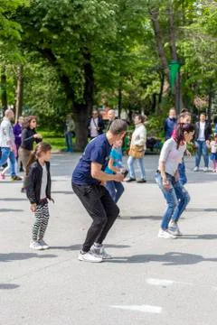 Salsa dance lesson in a park Stock Photos