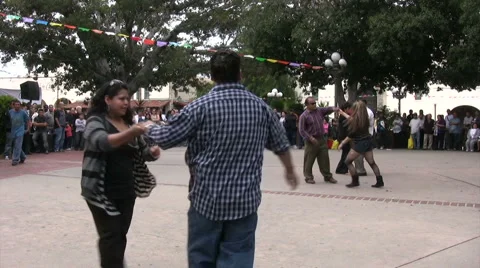 Salsa Dancing at Cinco De Mayo Celebration - Medium Wide Video stock 5297939