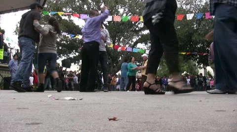 Salsa Dancing at Cinco De Mayo Celebration - Wide low angle Video stock 5297986