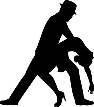 Salsa dancing couple silhouette Illustrazione stock