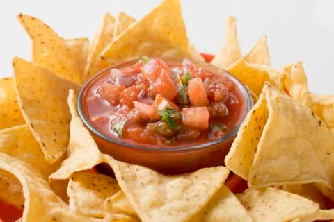 Salsa with nachos Stock Photos