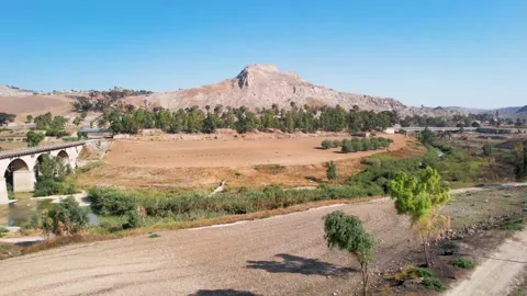 Salso River Valley Near Riesi and Sommatino, Province of Caltanissetta, Sicily Stock Footage 161551643