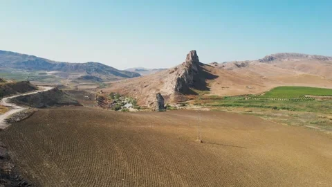 Salso River Valley Near Riesi and Sommatino, Province of Caltanissetta, Sicily Stock Footage 161561853