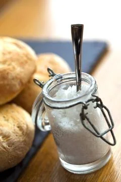 Salt and bread Stock Photos