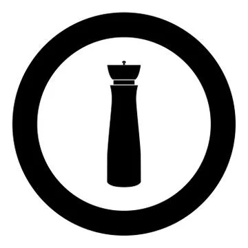 Salt and pepper mill black icon in circle vector illustration Stock Illustration