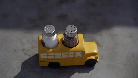 Salt and pepper. The pepper pot is on the table in the cafe. Stock Footage 214273363