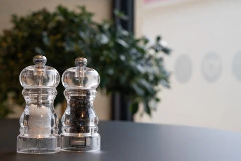 Salt and Pepper Shaker on the table Stock Photos