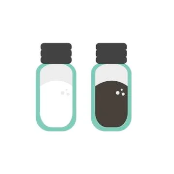 Salt and pepper on white background. Vector illustration in trendy flat style Stock Illustration