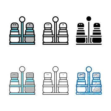 Salt and range pepper container set color icon vector Stock Illustration