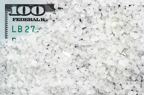 Salt on bank note Stock Photos