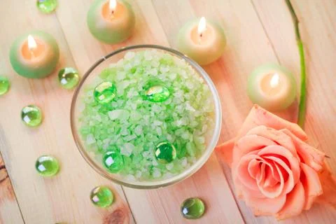 Salt bath wellness session Stock Photos