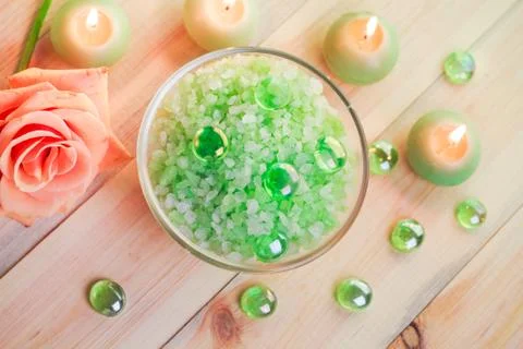 Salt bath wellness session Stock Photos