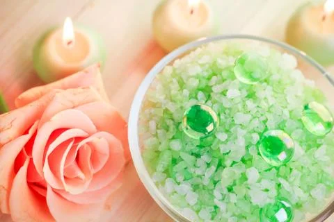 Salt bath wellness session Stock Photos