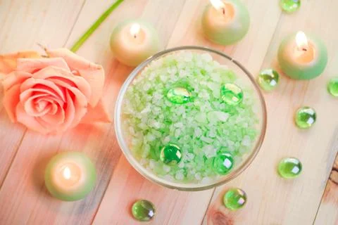 Salt bath wellness session Stock Photos