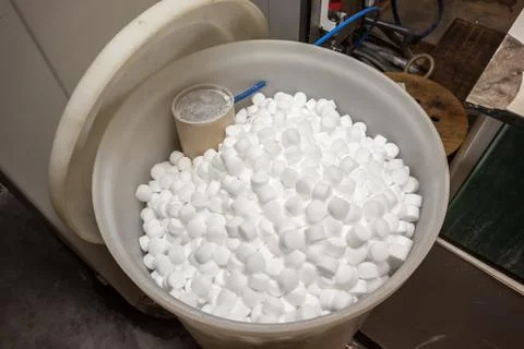 Salt blocks for softener Stock Photos