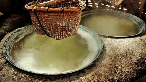 Salt Boiling at Boklua Nan Province Stock Footage 247461784