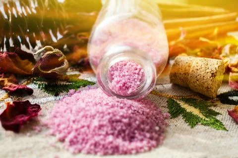 Salt on burlap Stock Photos