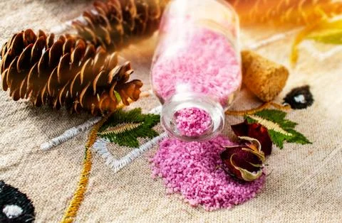 Salt on burlap Stock Photos