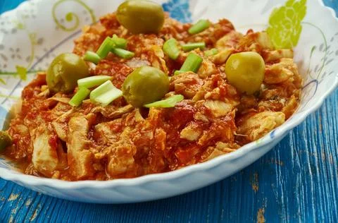 Salt cod appears Bacalao a la Vizcaíba - Salt cod appears on Christmas Eve.. Stock Photos