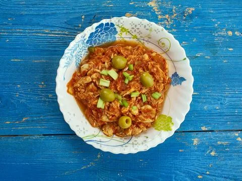 Salt cod appears Bacalao a la Vizcaíba - Salt cod appears on Christmas Eve.. Stock Photos