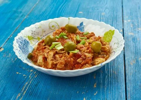 Salt cod appears Bacalao a la Vizcaíba - Salt cod appears on Christmas Eve.. Stock Photos