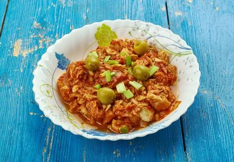 Salt cod appears Bacalao a la Vizcaíba - Salt cod appears on Christmas Eve.. Stock Photos