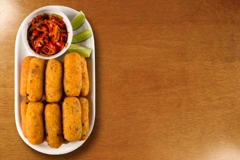 Salt cod fritters. Stock Photos