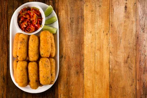 Salt cod fritters. Stock Photos