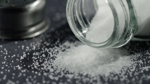 Salt Container Salt Spill Turning to Opening on Black Stock Footage 80208462