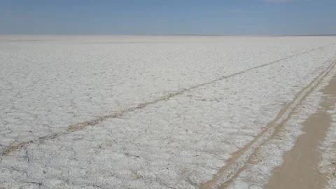 Salt covered plain in Qinghai China Stock Footage 138917656