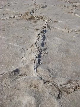 Salt Crust Pattern Line on Ground at Badwater Basin, Death Valley 写真素材