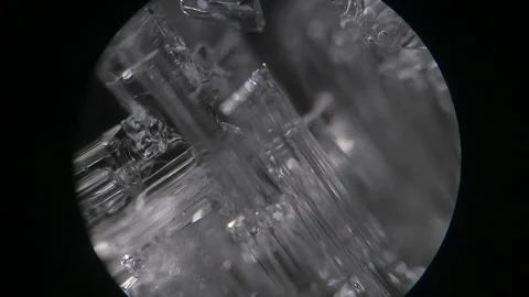 Salt crystal under microscope. Super magnification. Geological and Chemical Stock Footage 146153469