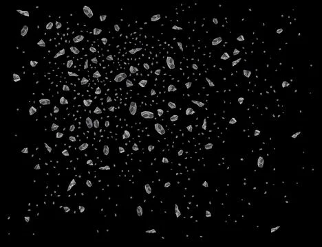 Salt crystals exploding on black background creating a beautiful pattern Illustrazione stock