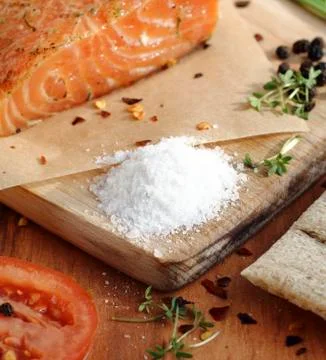 Salt cured salmon Stock Photos