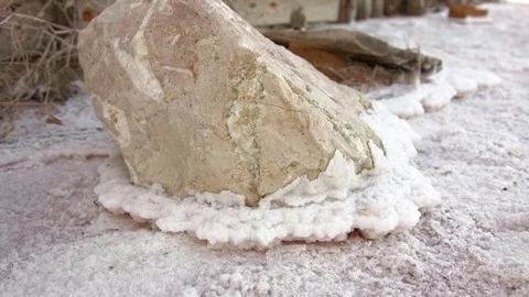 Salt deposits on the rock Stock Footage 79603782