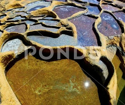 Salt evaporation pond Stock Photos