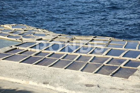 Salt evaporation ponds, Malta Stock Photos